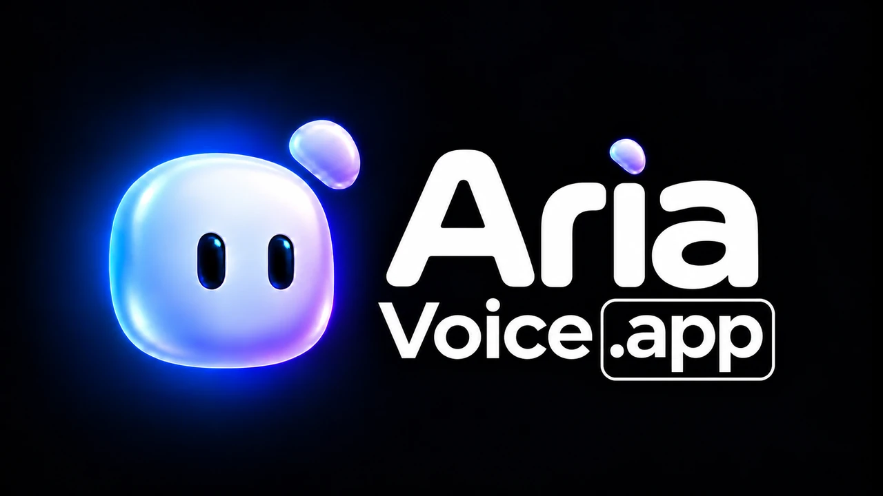 Official Aria Voice App image, featuring its pearlescent character with a blue glow.